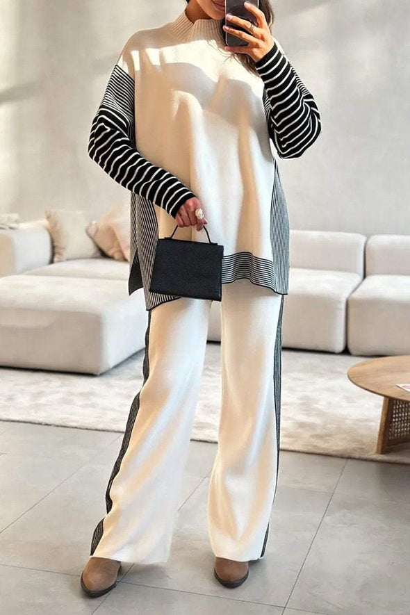 Women's Casual Stripe Knit Two-Piece Set