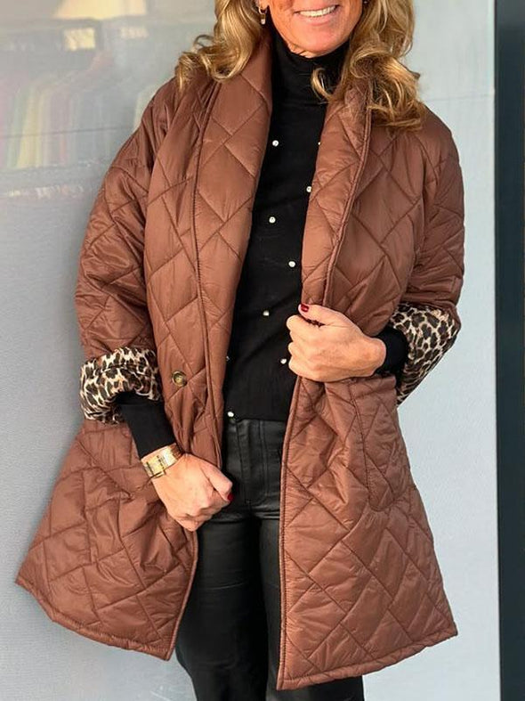 Women's Lapel Leopard Print Cotton Coat