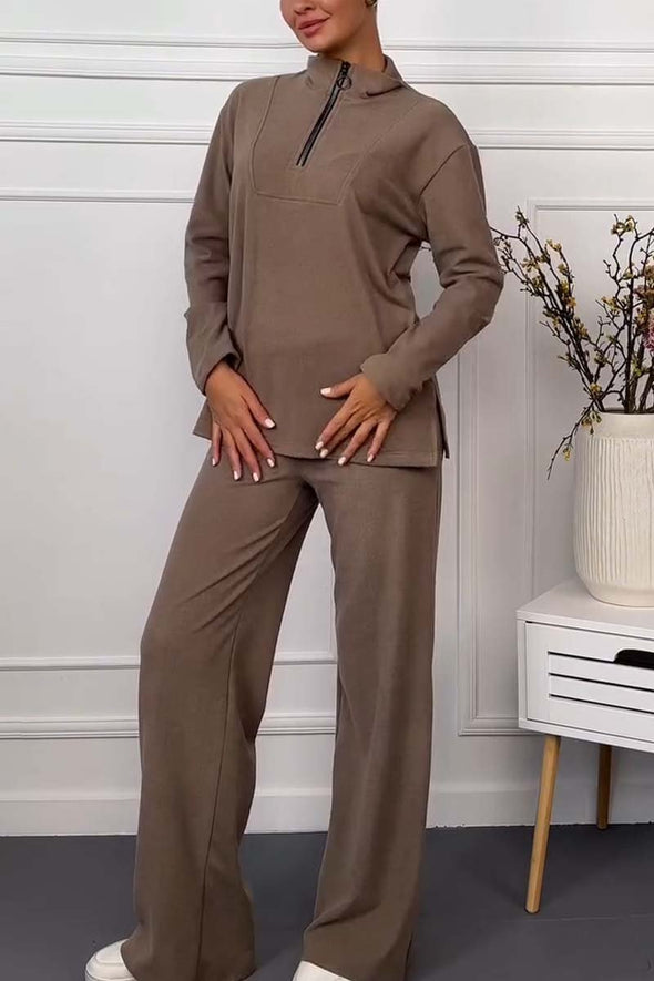 Women's Casual Half Zip Comfortable Knitted Suit