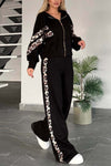 Women's casual leopard print patchwork sports suit