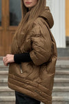 Women's casual textured hooded padded jacket