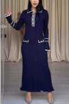 Women's Elegant Slim Contrast Bell Sleeve Knitted Dress