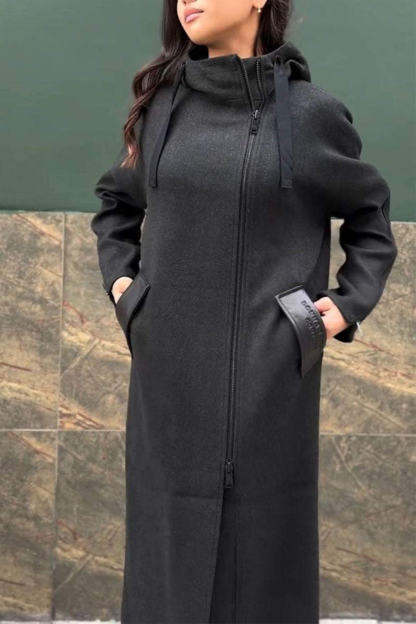 Women's Hooded Long-sleeved Trench Coat