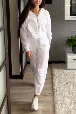 Women's Casual Hooded Sports Two-piece Suit