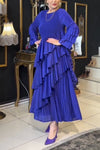 Women's Casual Round-neck Long-sleeved Pleated Dress