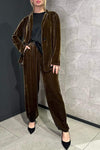 Women's Lapel Suede Casual Autumn and Winter Suit