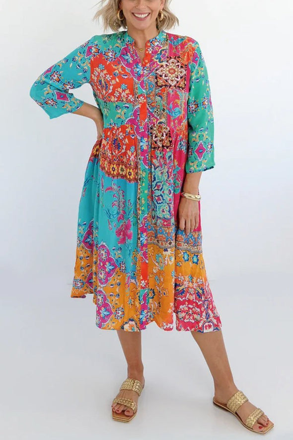 Women's Printed Casual Midi Dress