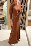 Women's Casual Solid Color Pit Stripe Maxi Dress