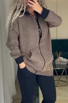 Women's Casual Solid Color Pocket Zipper Cardigan