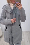 Women's Casual Solid Color Zipper Hooded Cardigan