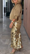 Women's Long-sleeved Shirt and Sequined Skirt Two-piece Set