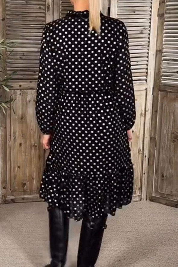 Women's Casual Polka Dot Print Long Sleeve Dress