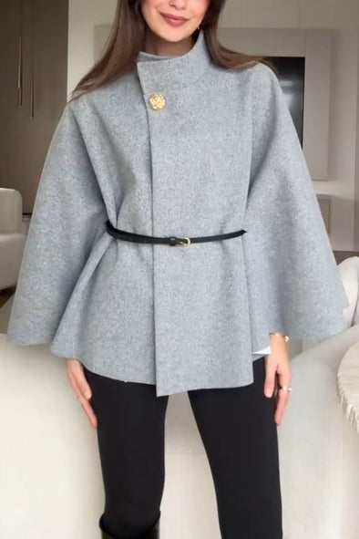 Woman Elegant Stand-up Collar Cape Style Coat