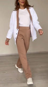 Women's Casual Solid Color Cardigan Two-Piece Set