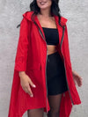 Women's Hooded Long-sleeved Trench Coat