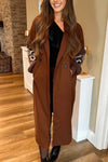 Women's casual leopard print knitted sleeves patchwork woolen coat