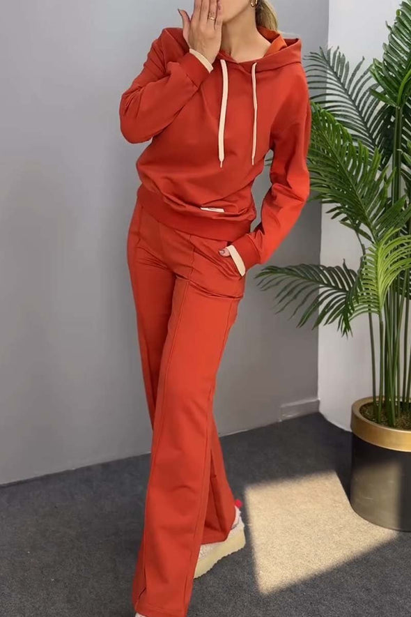 Women's Casual Solid Color Hooded Sports Suit