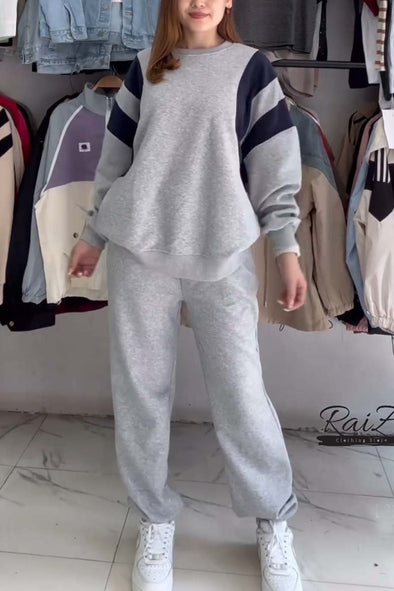 Women's casual round neck sports sweatshirt suit