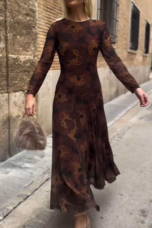 Women's Casual Printed Long Sleeve Dress