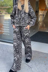 Women's Casual Leopard Cardigan Two-Piece Set