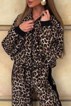 Ladies Casual Leopard Print Contrast Edge Suit