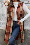 Women's Casual Plaid Regular Loose Vest Jacket