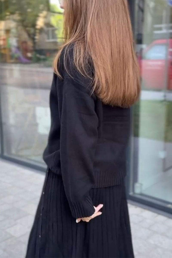 Women's Turtleneck Long Sleeve Sweater Skirt Two Piece Set