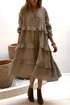 Women's Casual Layered Ruffle Solid Color Dress