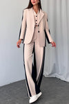 Women's Casual Commuting Contrast Color Spliced Suit Three Piece Suit