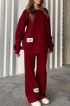 Women's Round Neck Casual Sweatshirt Suit