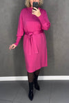 Women's Round-neck Solid Color Long-sleeved Dress