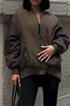 Women's casual solid color side zipper design jacket