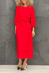 Women's Casual Round-neck Solid Color Waist Dress