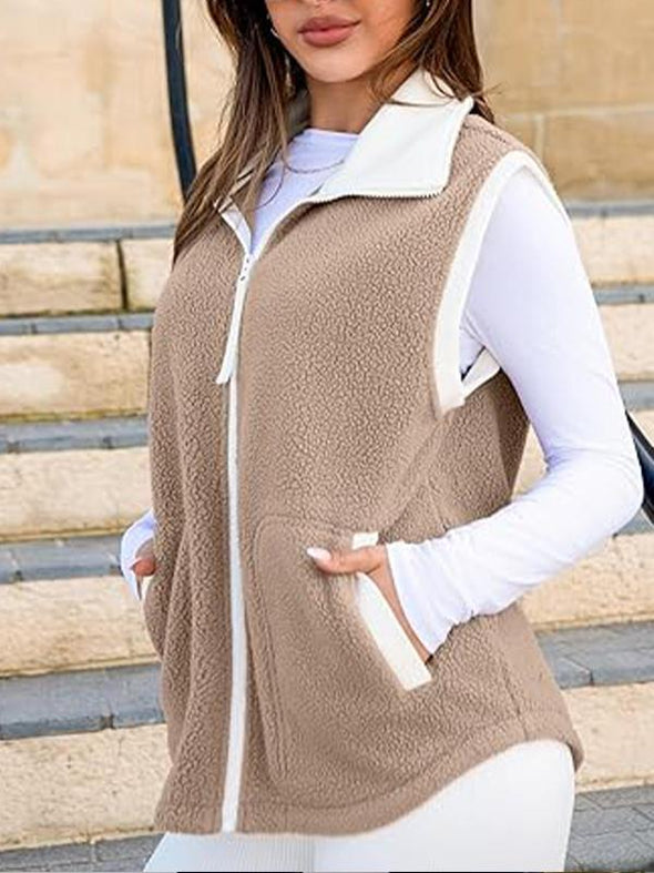 Women's Lapel Plush Vest