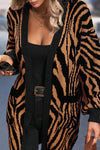 Women's Casual Zebra Print Contrast Knitted Cardigan