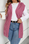 Women's casual sleeveless hooded knitted cardigan