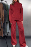 Women's Turtleneck Sweater and Trousers Two-piece Set