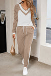 Ladies Casual Contrast Color V-neck Suit