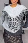 Women's Casual Contrast Color Sequined Sweater