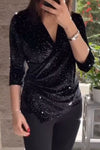 Women's V-neck Sequined Top