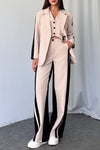 Women's Casual Commuting Contrast Color Spliced Suit Three Piece Suit