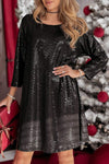 Women's Round Neck Long Sleeve Christmas Shiny Party Dress