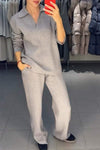 Women's Solid Color Casual Knit Two Piece Set