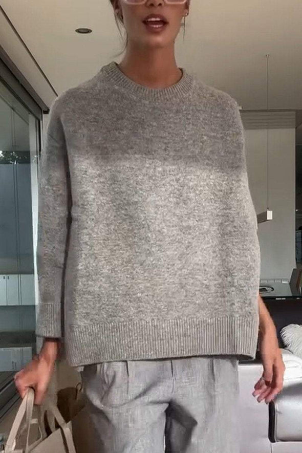 Women's Casual Round Neck Solid Color Sweater