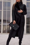 Women's Turtleneck Solid Color Long Coat