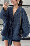 Women's Casual Solid Color Winter Tie Cardigan