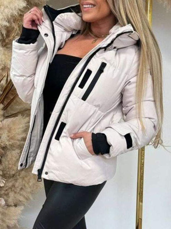 Women's Hooded Patchwork Coat