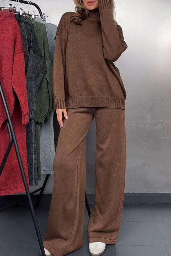 Women's Turtleneck Sweater and Trousers Two-piece Set