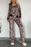 Women's Casual Leopard Print Hooded Track Suit