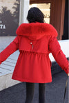 Women's Velvet Jacket Slim Fit Large Fur Collar Cotton Coat